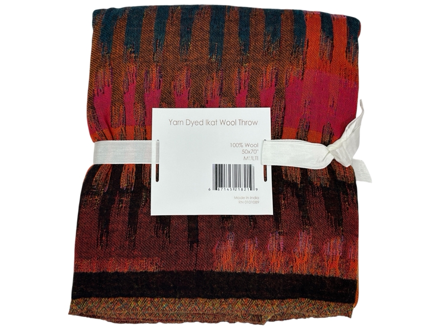 Just Added - New Melange Home 100% Wool Yarn Dyed Ikat Wool Throw 50 X 70 [Photo 1]
