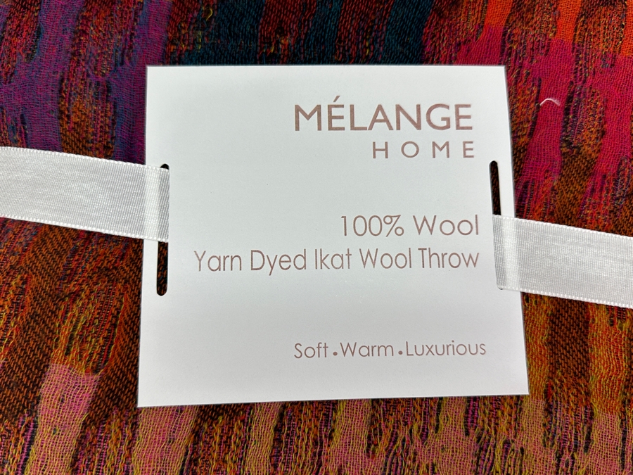 Just Added - New Melange Home 100% Wool Yarn Dyed Ikat Wool Throw 50 X 70 [Photo 4]