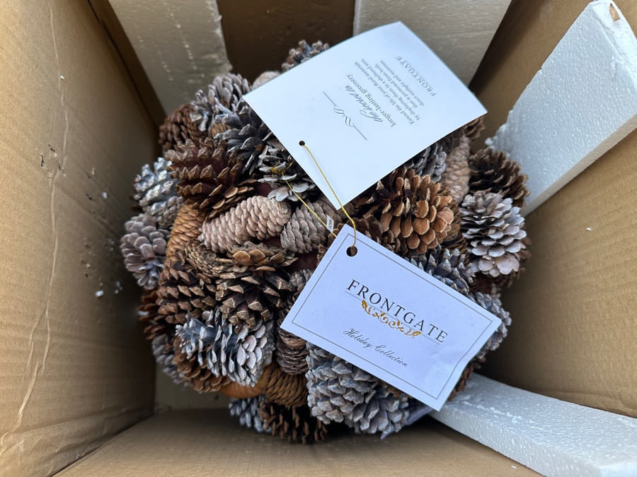 Just Added - Pair Of Frontgate 13' Pinecone Balls With Original Boxes [Photo 4]