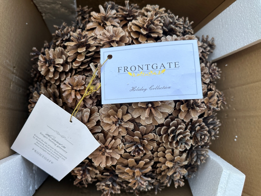Just Added - Pair Of Frontgate 17' Pinecone Balls With Original Boxes [Photo 3]