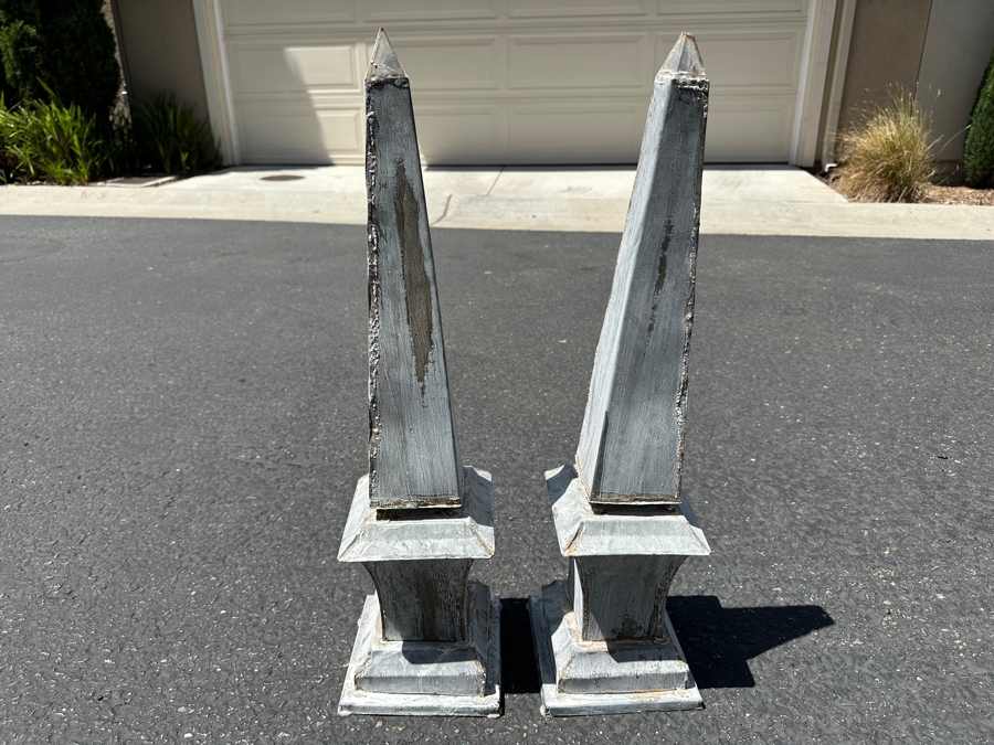 Just Added - Pair Of Metal Obelisk Sculptures [Photo 1]