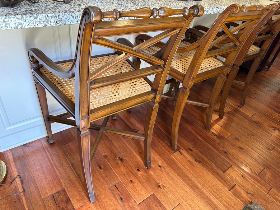 Just Added - (3) Frontgate Pavilion Counter Stools Barstools With Cane Seats 24'H Seat Height / 40' Overall Height [Photo 3]