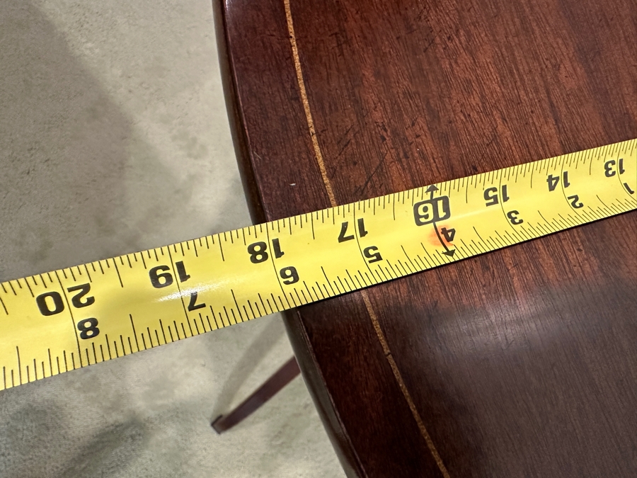 Just Added - Vintage Federal Style Eagle Shield Flag Inlaid Tilt Top Oval Table 26W X 18D X 27.5H [Photo 8]