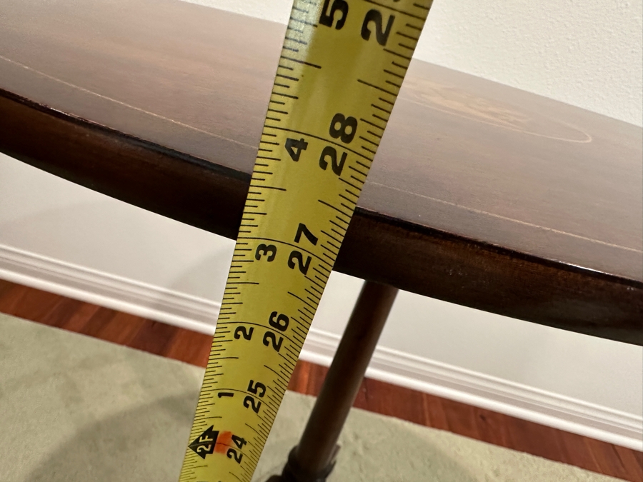 Just Added - Vintage Federal Style Eagle Shield Flag Inlaid Tilt Top Oval Table 26W X 18D X 27.5H [Photo 9]