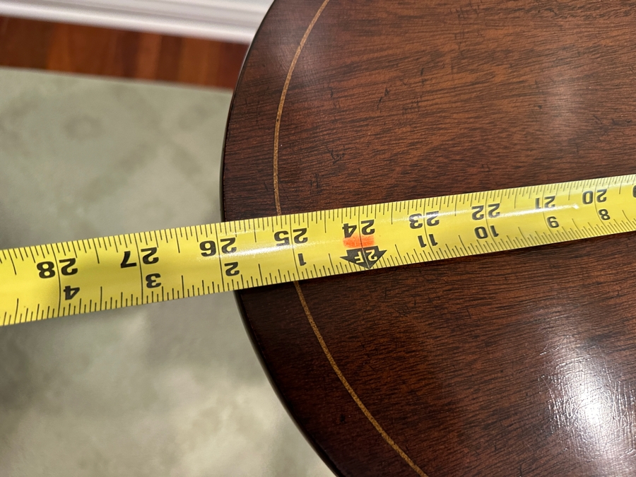 Just Added - Vintage Federal Style Eagle Shield Flag Inlaid Tilt Top Oval Table 26W X 18D X 27.5H [Photo 7]