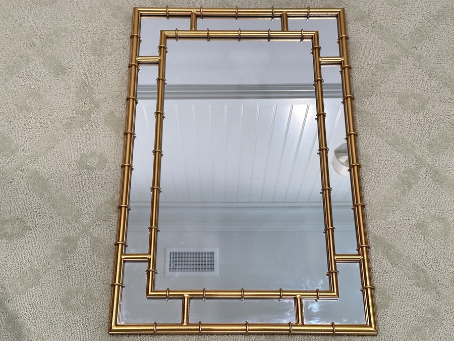 Just Added - Gold Finished Metal Hollywood Regency Style Wall Mirror 21 X 32 [Photo 2]