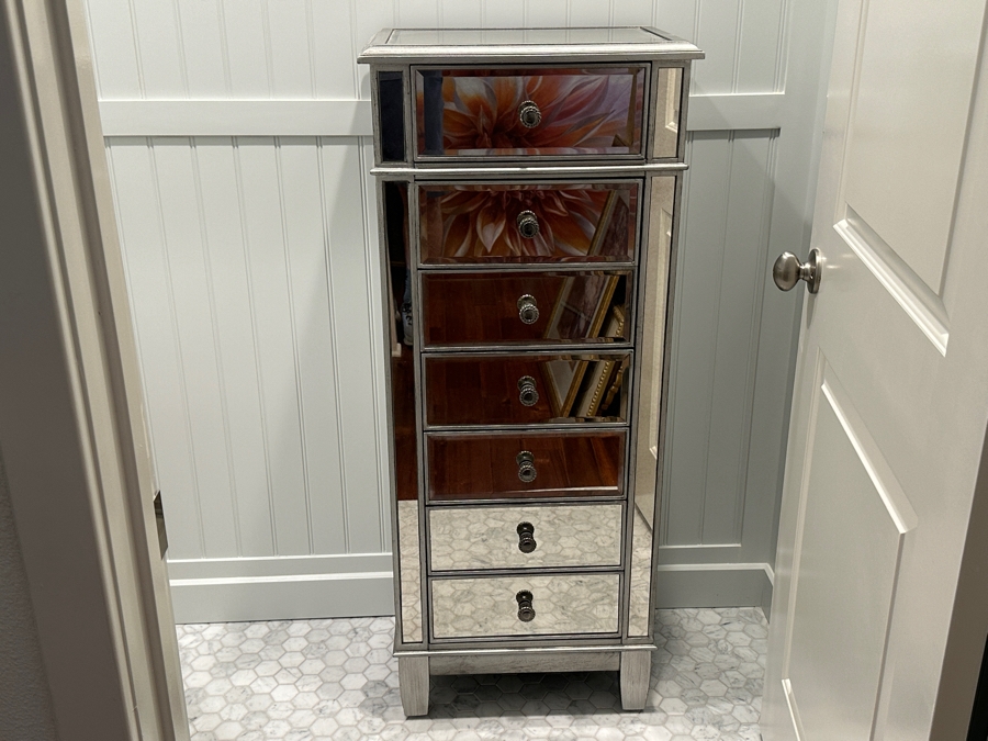 Just Added - Mirrored Silver Lingerie 7-Drawer Chest By Pier 1 Imports 20W X 15D X 48.5H [Photo 3]