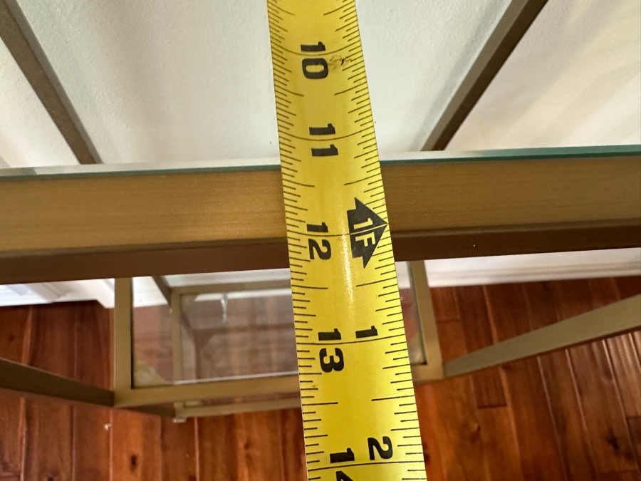 Just Added - Gold-Tone Metal Etagere Shelf With 5 Glass Shelves 18W X 12D X 73H [Photo 5]