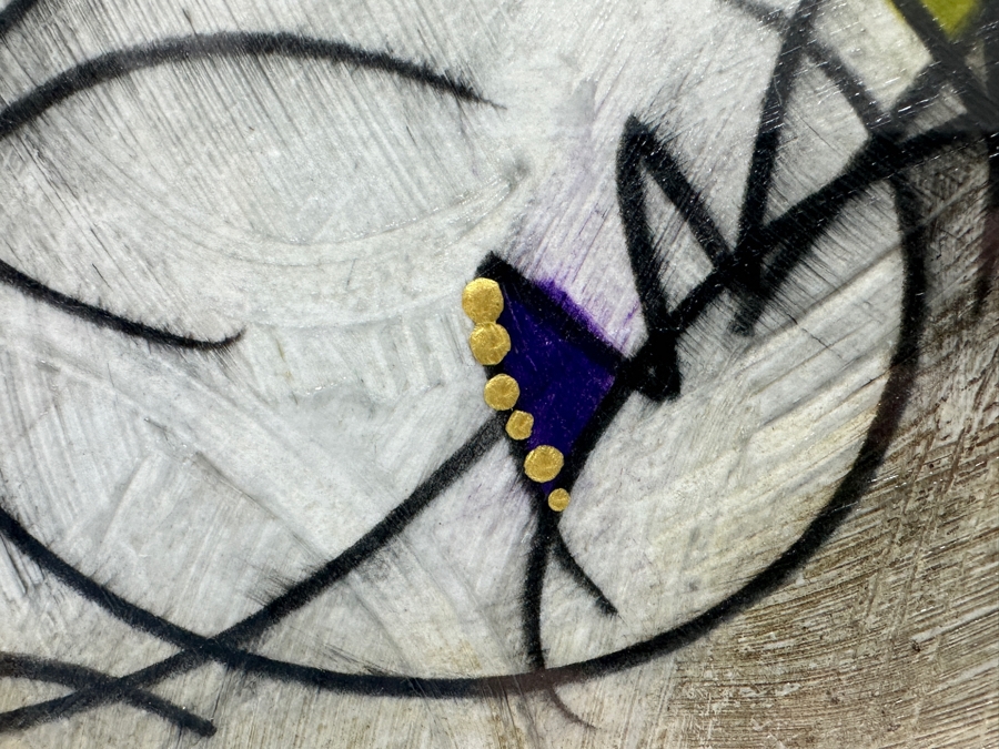 Just Added - Eric Waugh (B. 1963, Canadian) Original Mixed Media On Paper Pop Fusion Artwork In The Style Of Joan Miro Titled 'INDI SR#3' Signed Lower Right 38 X 15 Framed 52 X 28 [Photo 7]