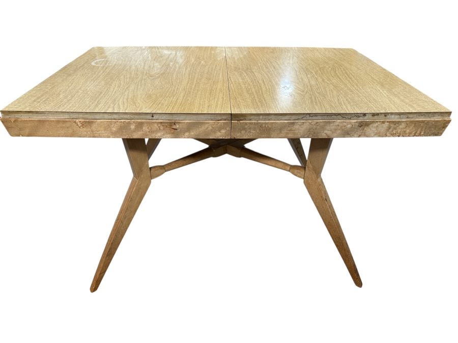 Just Added - Vintage Mid-Century Modern Dining Table 32'W X 48'L With Two 12' Leaves