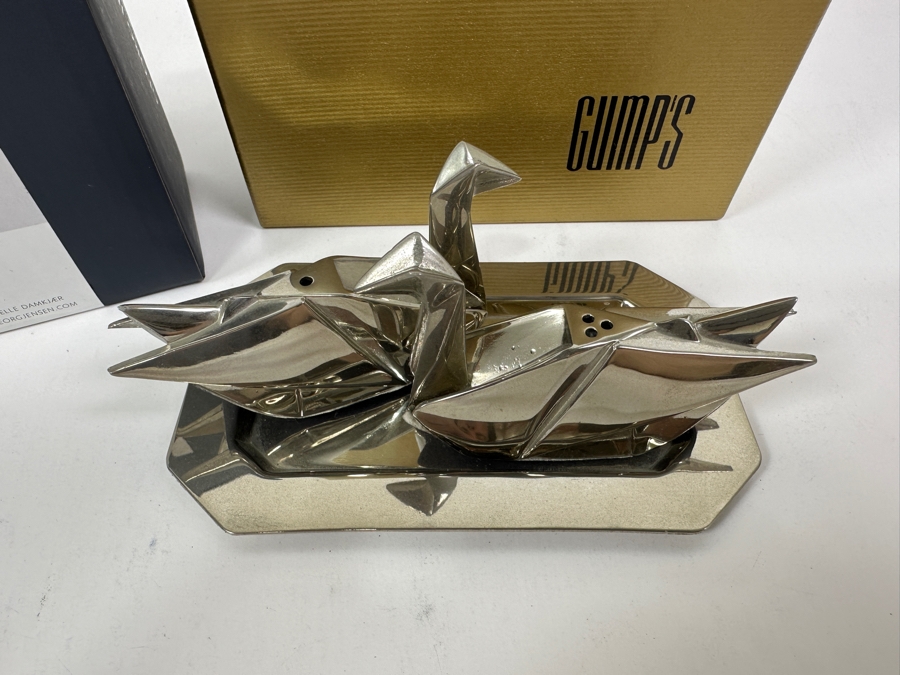 Just Added - New Georg Jensen Stainless Steel Bloom Collection Salt Cellar & Spoon And Gump's Jiallo Origami Stainless Steel Salt & Pepper Shakers [Photo 4]