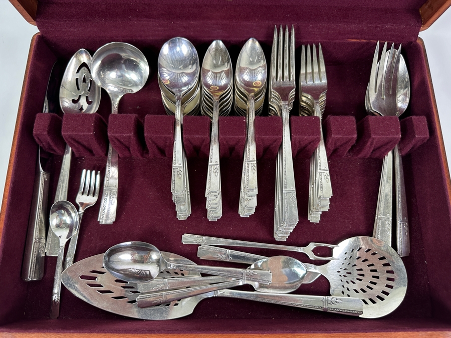 Just Added - Prestige Boxed Silverplate Flatware Service For 10-12 16W X 11D X 3H [Photo 2]