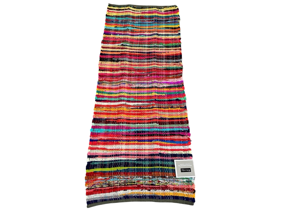 Just Added - New Chardin Home Textured Handwoven Rainbow Multi Chindi Rug 2' X 5'