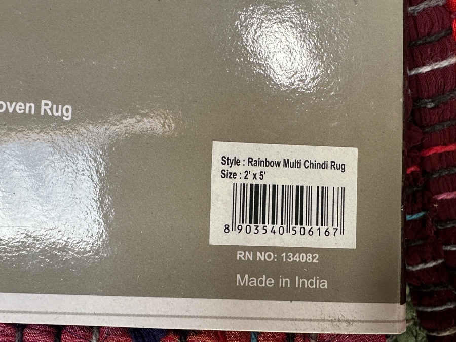 Just Added - New Chardin Home Textured Handwoven Rainbow Multi Chindi Rug 2' X 5' [Photo 4]