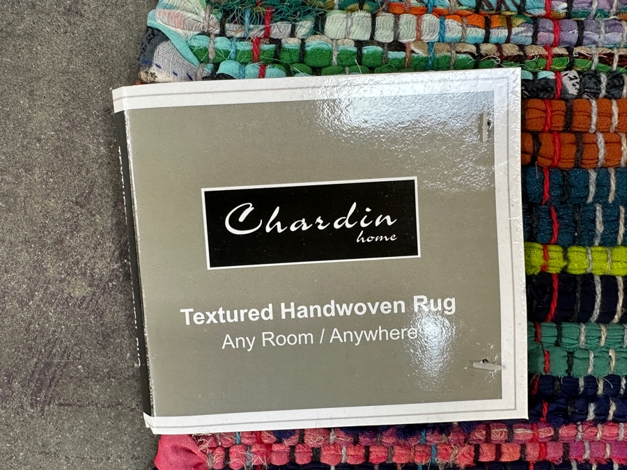 Just Added - New Chardin Home Textured Handwoven Rainbow Multi Chindi Rug 2' X 5' [Photo 3]