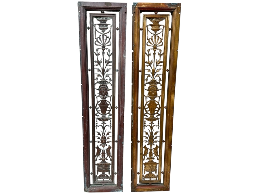 Just Added - Pair Of Architectural Salvage Heavy Copper Grill Panels From The Aladdin Casino In Las Vegas, Nevada 8W X 36.5H X 1.75D [Photo 2]