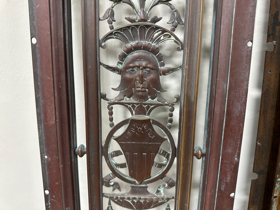 Just Added - Pair Of Architectural Salvage Heavy Copper Grill Panels From The Aladdin Casino In Las Vegas, Nevada 8W X 36.5H X 1.75D [Photo 12]