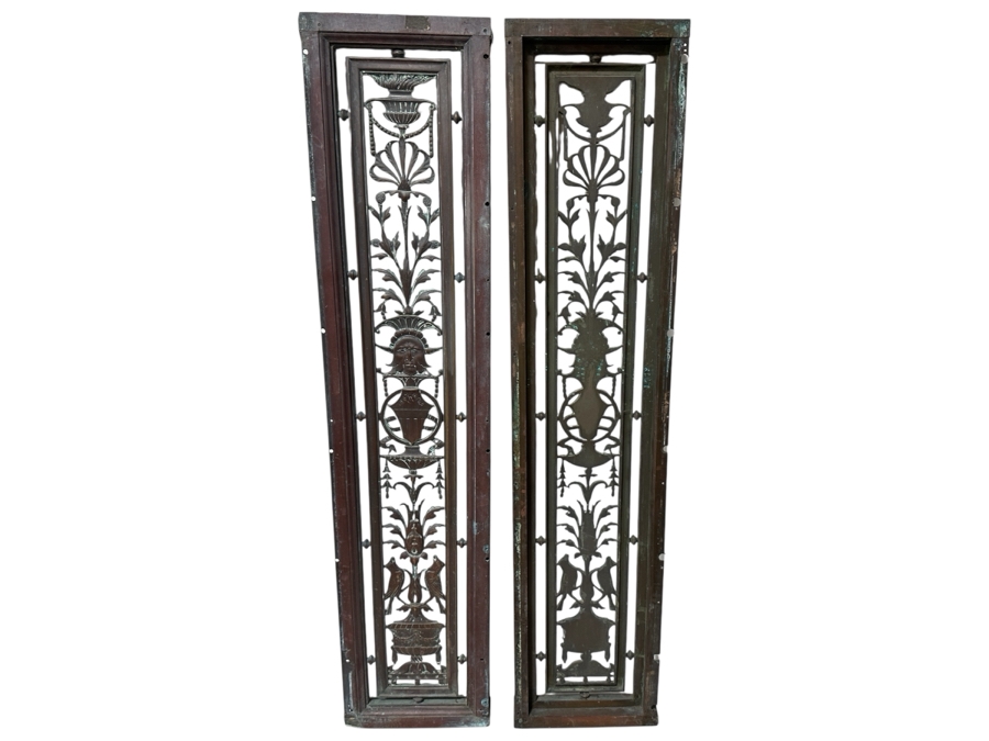 Just Added - Pair Of Architectural Salvage Heavy Copper Grill Panels From The Aladdin Casino In Las Vegas, Nevada 8W X 36.5H X 1.75D [Photo 14]