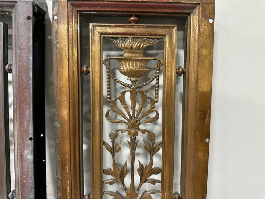 Just Added - Pair Of Architectural Salvage Heavy Copper Grill Panels From The Aladdin Casino In Las Vegas, Nevada 8W X 36.5H X 1.75D [Photo 5]