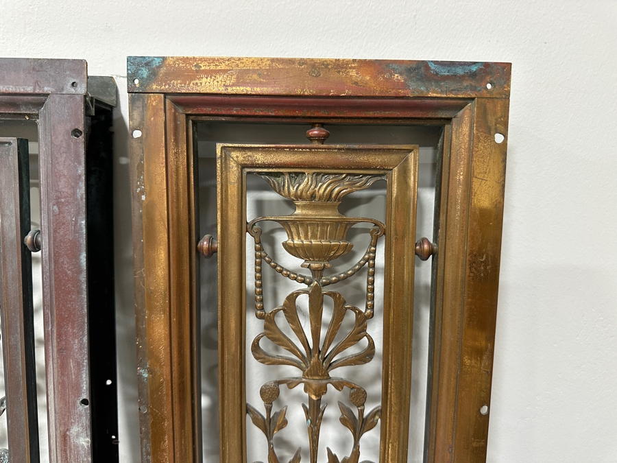 Just Added - Pair Of Architectural Salvage Heavy Copper Grill Panels From The Aladdin Casino In Las Vegas, Nevada 8W X 36.5H X 1.75D [Photo 6]