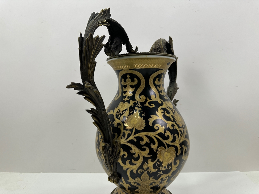 Just Added - Ornate 18' Vase With Metal Handles And Base [Photo 5]