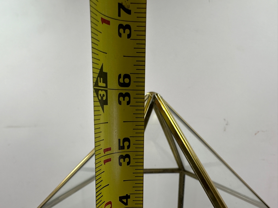 Just Added - Gold Tone Metal And Glass Terrarium With Stand 36H [Photo 4]