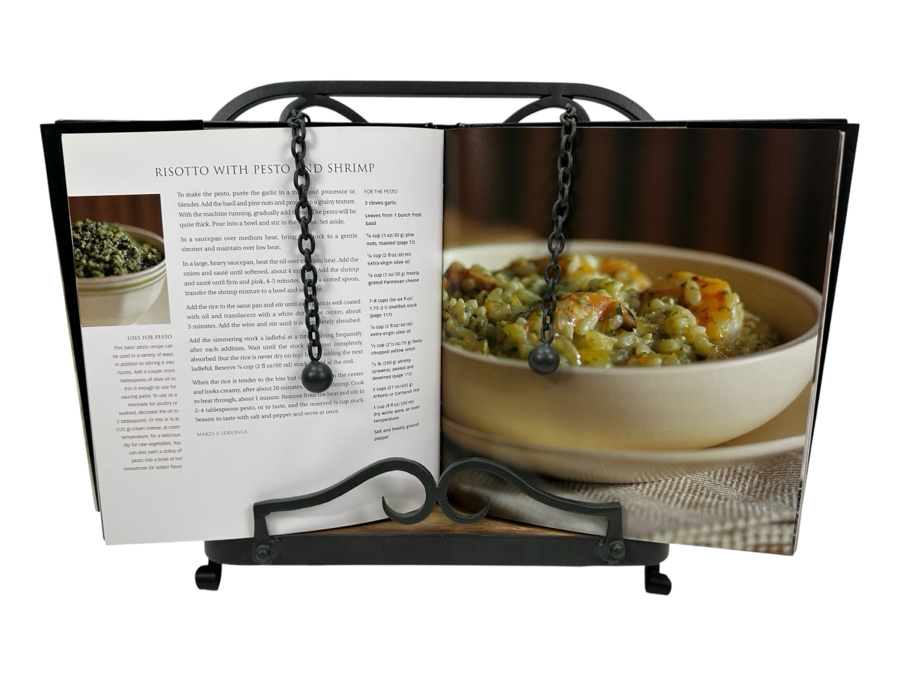 Just Added - Wooden And Metal Cookbook Stand 12W X 13H With Williams-Sonoma Risotto Cookbook