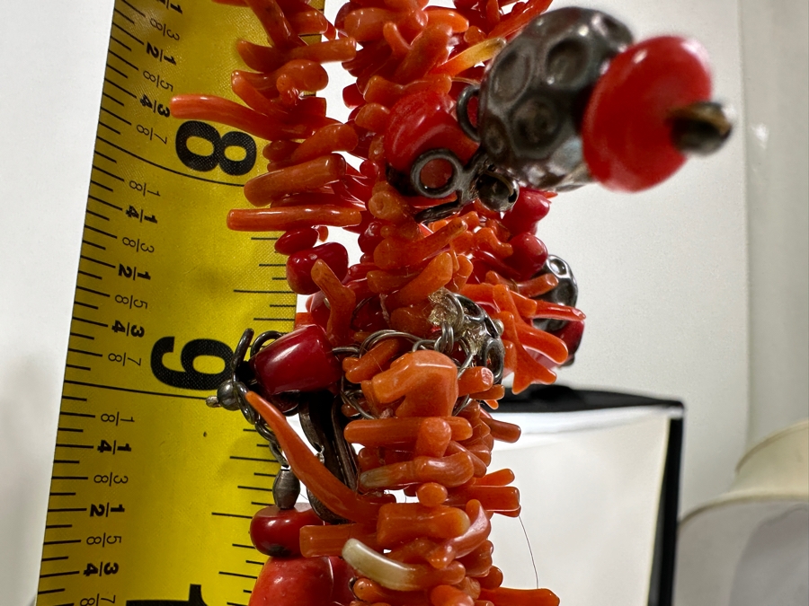 Red Coral & Sterling Silver 18' Statement Necklace [Photo 9]