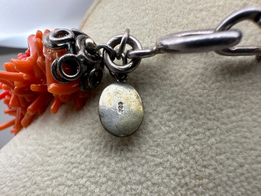 Red Coral & Sterling Silver 18' Statement Necklace [Photo 7]