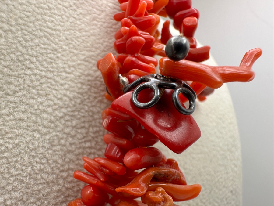 Red Coral & Sterling Silver 18' Statement Necklace [Photo 5]