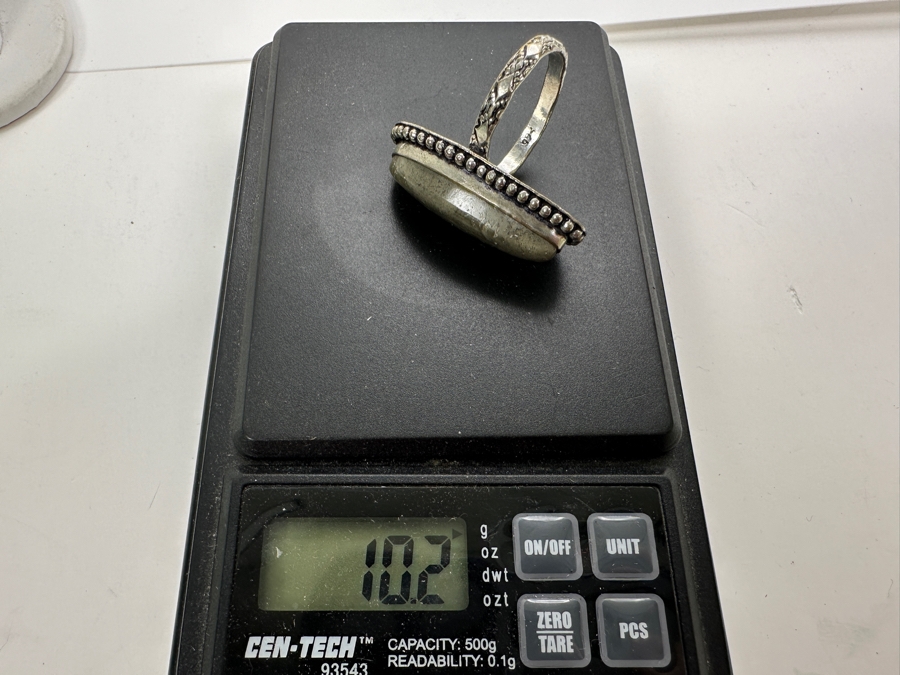 Sterling Silver Ring With Stone Size 7.5 10.2g [Photo 8]