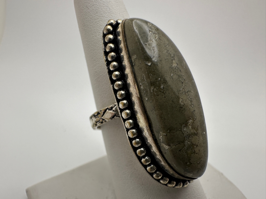 Sterling Silver Ring With Stone Size 7.5 10.2g [Photo 3]