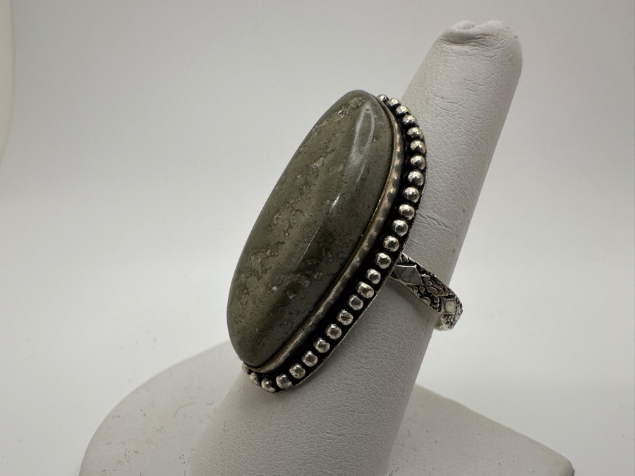 Sterling Silver Ring With Stone Size 7.5 10.2g [Photo 5]