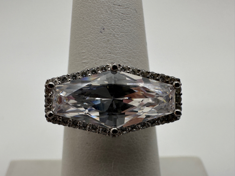 Sterling Silver CZ Ring Size 6.25 4.3g [Photo 2]