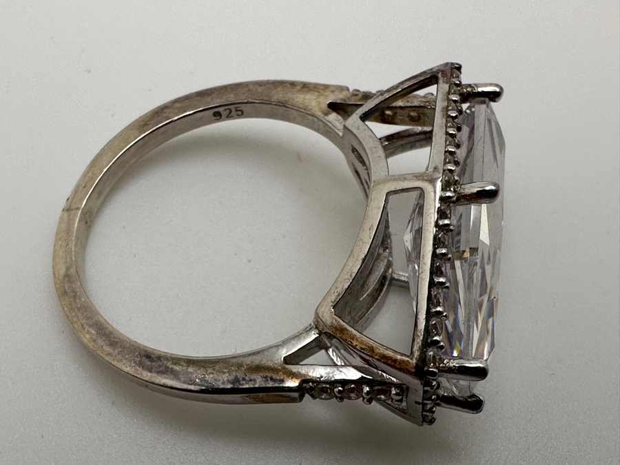 Sterling Silver CZ Ring Size 6.25 4.3g [Photo 9]