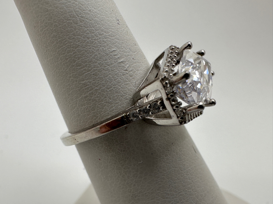 Sterling Silver CZ Ring Size 6.25 4.3g [Photo 5]