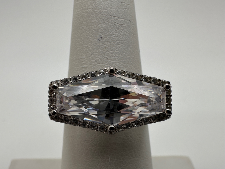 Sterling Silver CZ Ring Size 6.25 4.3g [Photo 3]