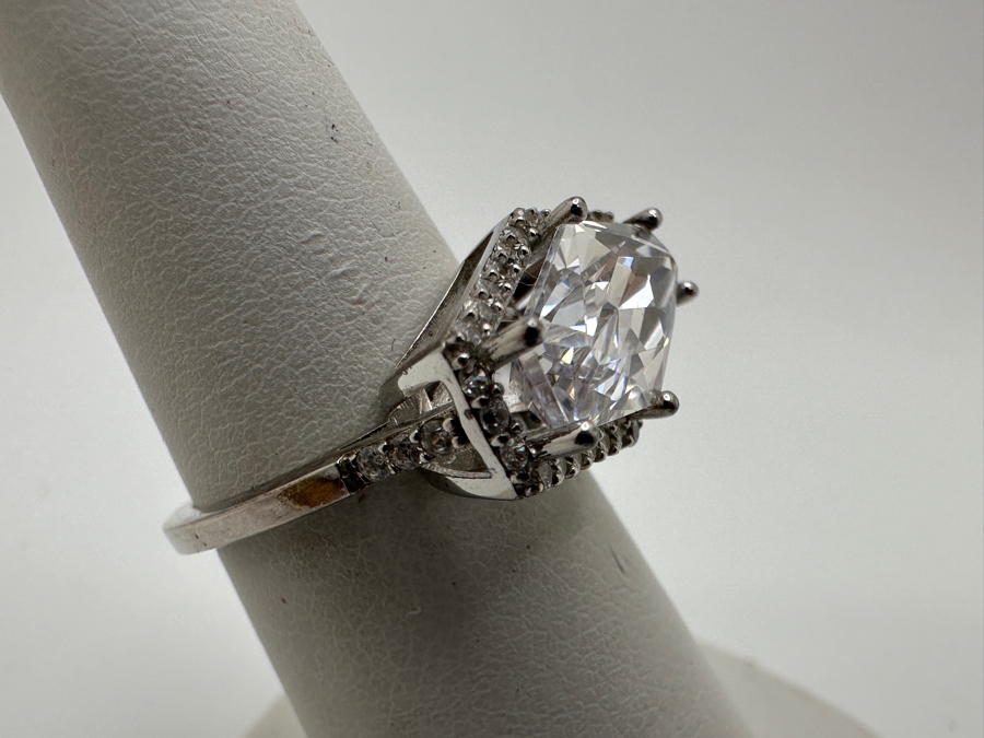 Sterling Silver CZ Ring Size 6.25 4.3g [Photo 4]