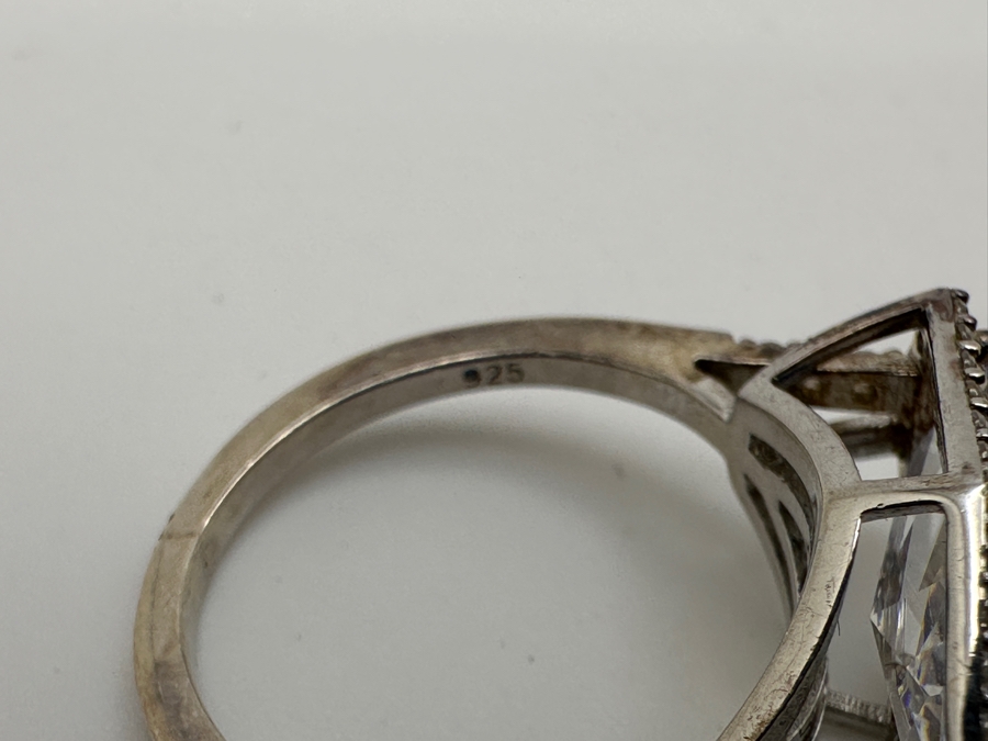 Sterling Silver CZ Ring Size 6.25 4.3g [Photo 8]