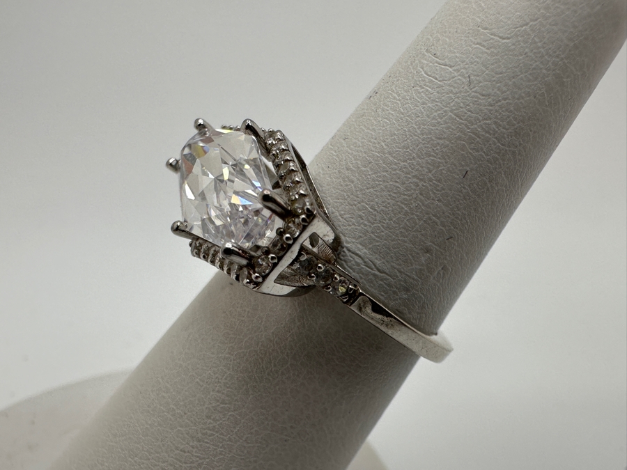 Sterling Silver CZ Ring Size 6.25 4.3g [Photo 6]