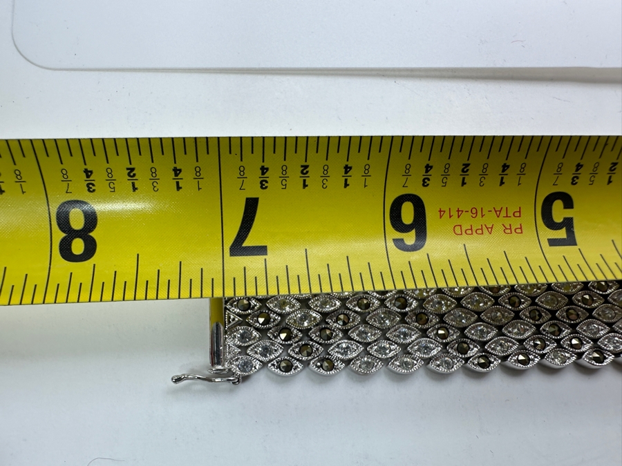 Sterling Silver 7'L CZ Bracelet 71.6g [Photo 10]