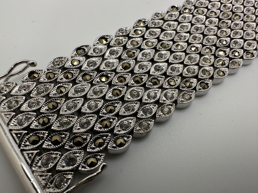 Sterling Silver 7'L CZ Bracelet 71.6g [Photo 4]