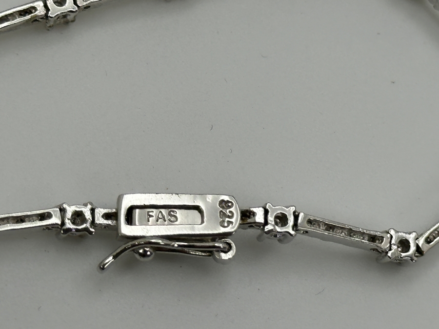 Sterling Silver 16' CZ Necklace 17.1g [Photo 8]