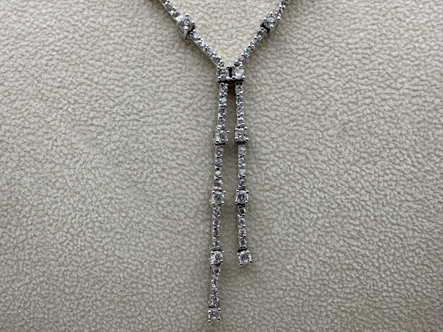 Sterling Silver 16' CZ Necklace 17.1g [Photo 2]