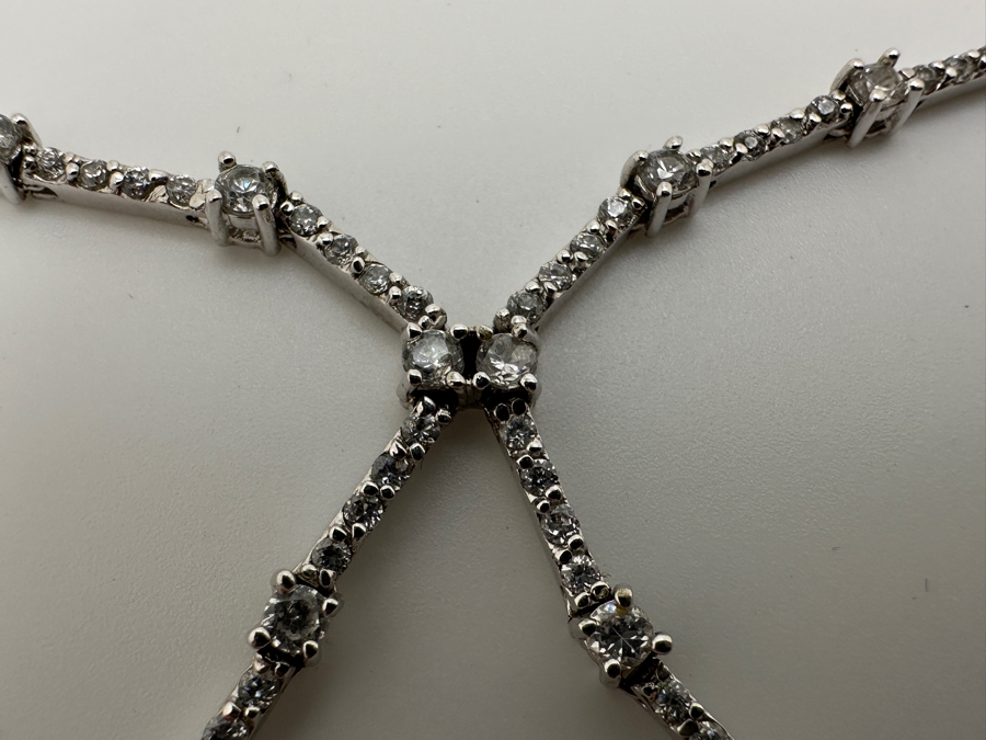 Sterling Silver 16' CZ Necklace 17.1g [Photo 5]