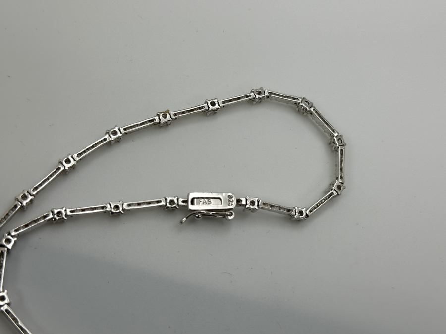 Sterling Silver 16' CZ Necklace 17.1g [Photo 7]