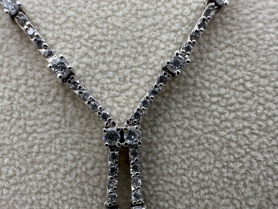 Sterling Silver 16' CZ Necklace 17.1g [Photo 3]