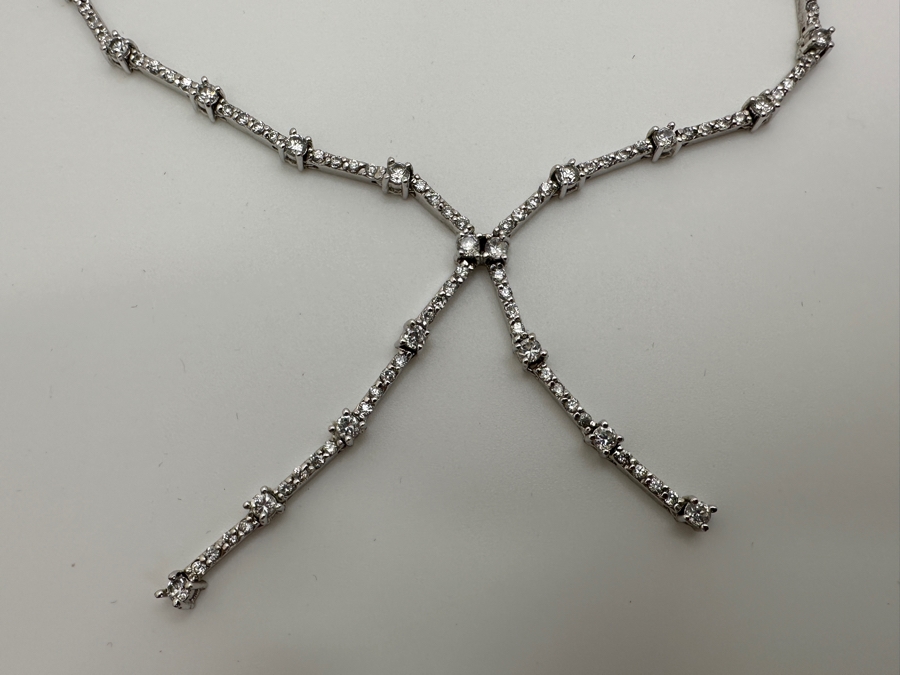 Sterling Silver 16' CZ Necklace 17.1g [Photo 4]