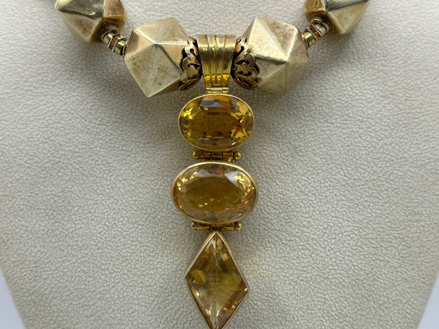 Gold Tone 15' Statement Necklace With Sterling Silver Pendant [Photo 2]