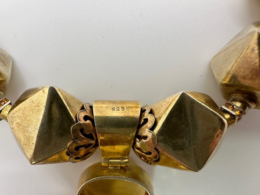 Gold Tone 15' Statement Necklace With Sterling Silver Pendant [Photo 7]